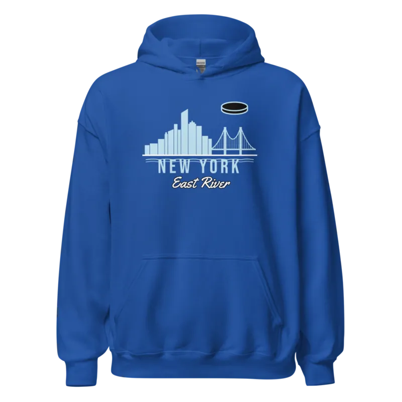 New York Brooklyn Bridge Skyline Hockey — Royal Hoodie
