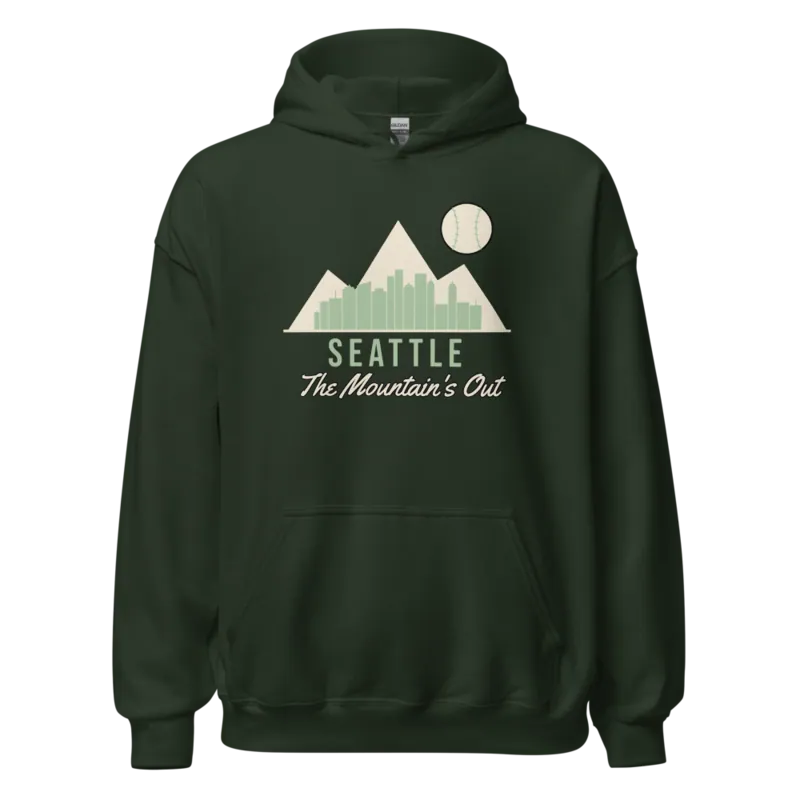 Seattle The Mountain Is Out Baseball — Forest Green Hoodie