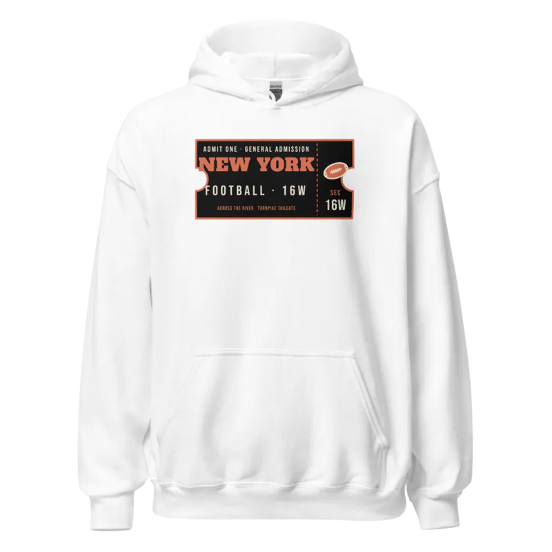 New York Football Across the River Ticket — White Hoodie