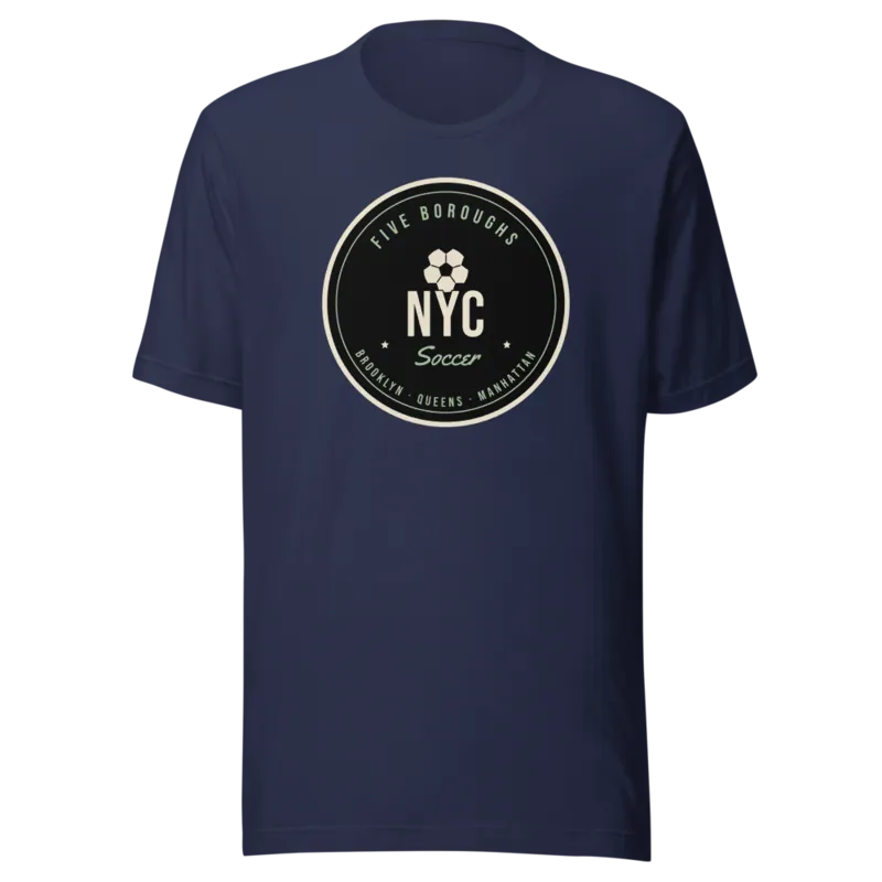 Five Boroughs NYC Soccer Badge — Navy T-Shirt