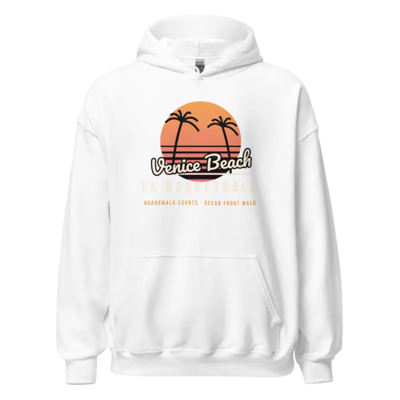 Los Angeles Venice Beach Basketball Sunset — White Hoodie