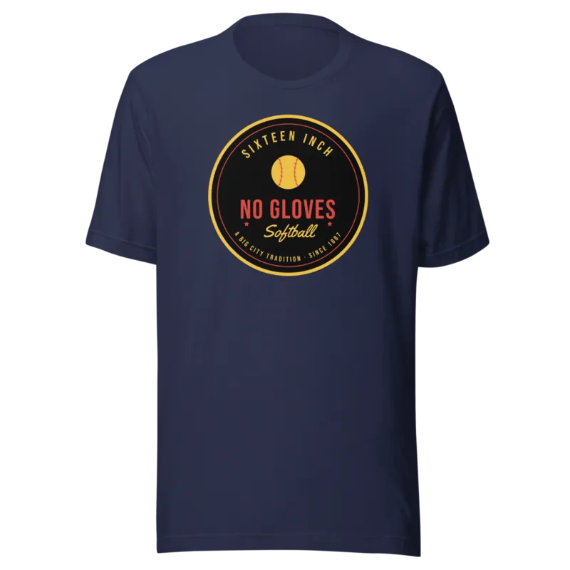 Sixteen Inch No Gloves Softball — Navy T-Shirt